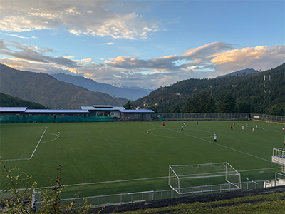 Students practising for the upcoming inter-football tournament.