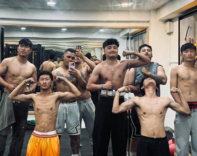 Bhutanese youth take part in a group workout as fitness culture gains attention.
